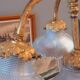 Chandelier in gilded bronze late 19th century around 1900 holophane glassware