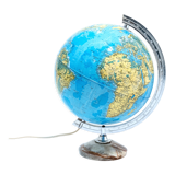 Luminous world map with marble base