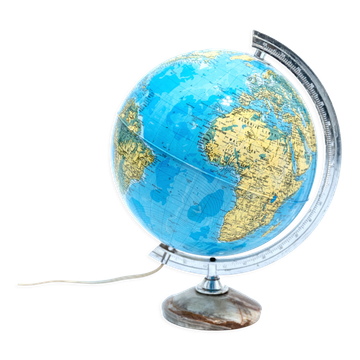 Luminous world map with marble base