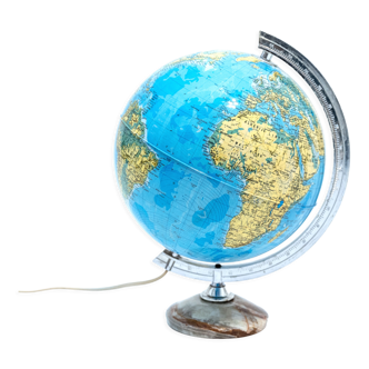 Luminous world map with marble base