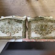 Bedside pair, 3 drawers, 1 drawer and a niche, painted golden wood, italian renaissance style