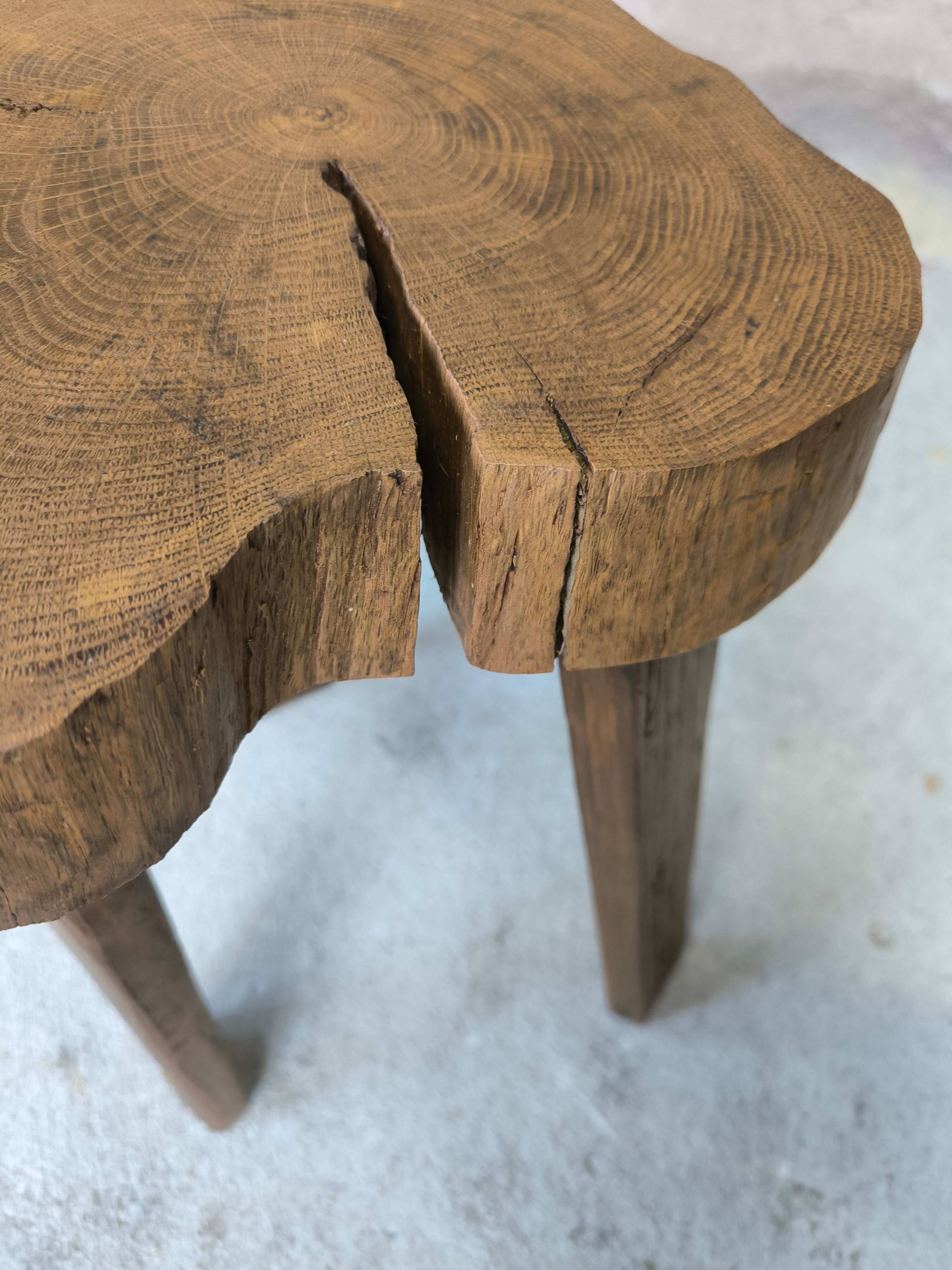 Brutalist wooden tripod stool