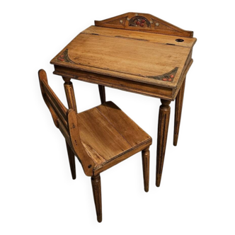 Vintage school desk and folding chair set