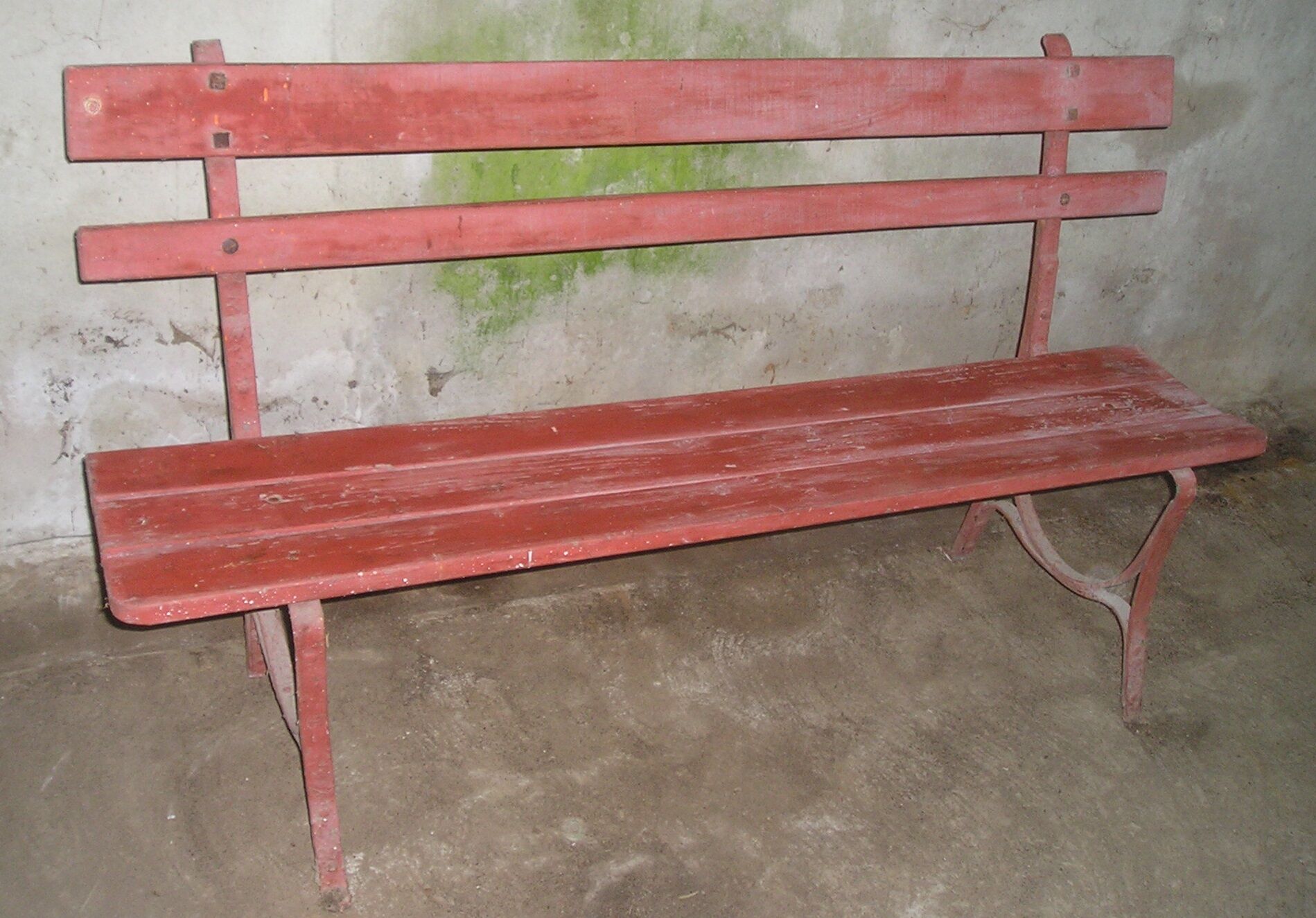 Garden bench wood metal early XXth "ox blood"