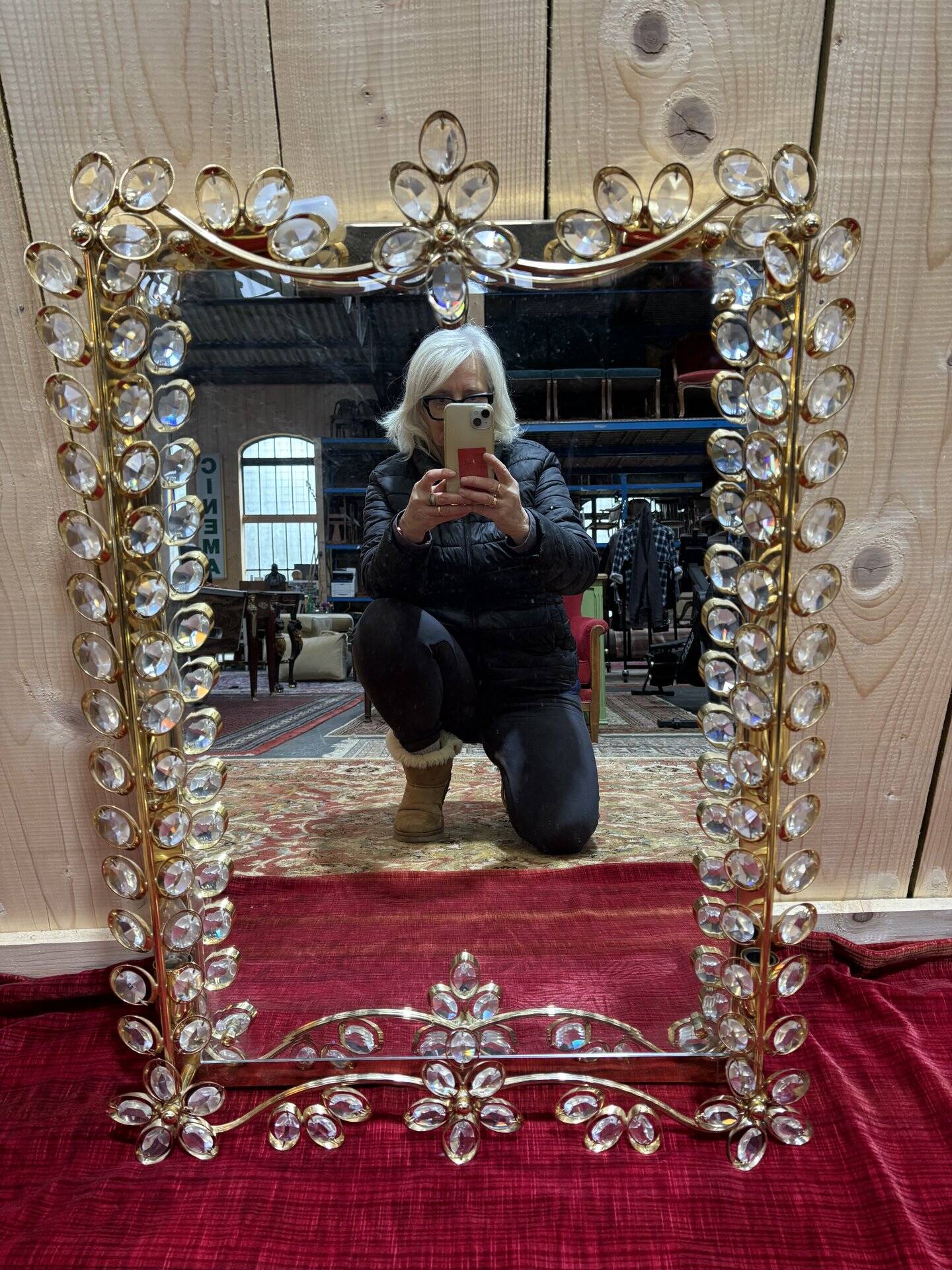 Gold metal bathroom mirror