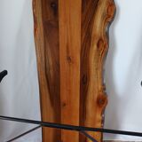 Vintage bistro table with brutalist walnut top