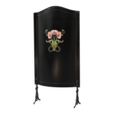 Écran de feu en laque Art Nouveau avec motif floral peint à la main, France