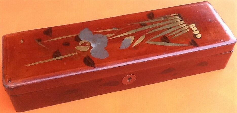 Boite, coffret à gants Fudako Japon, bois laqué décor japonisant, années 1930