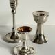 Vintage chrome metal candle holders
