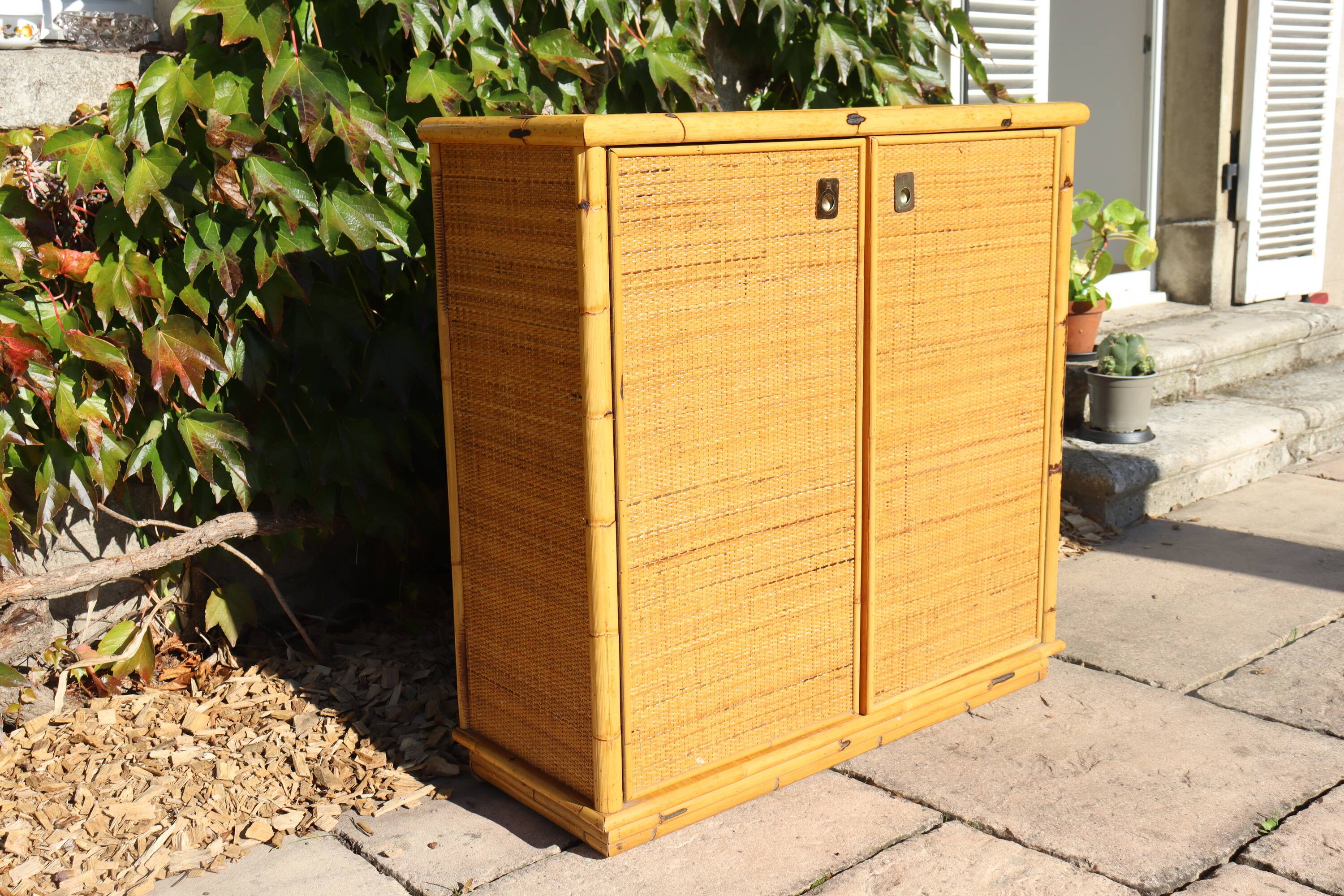 Two-door rattan sideboard by Dal Vera 1970