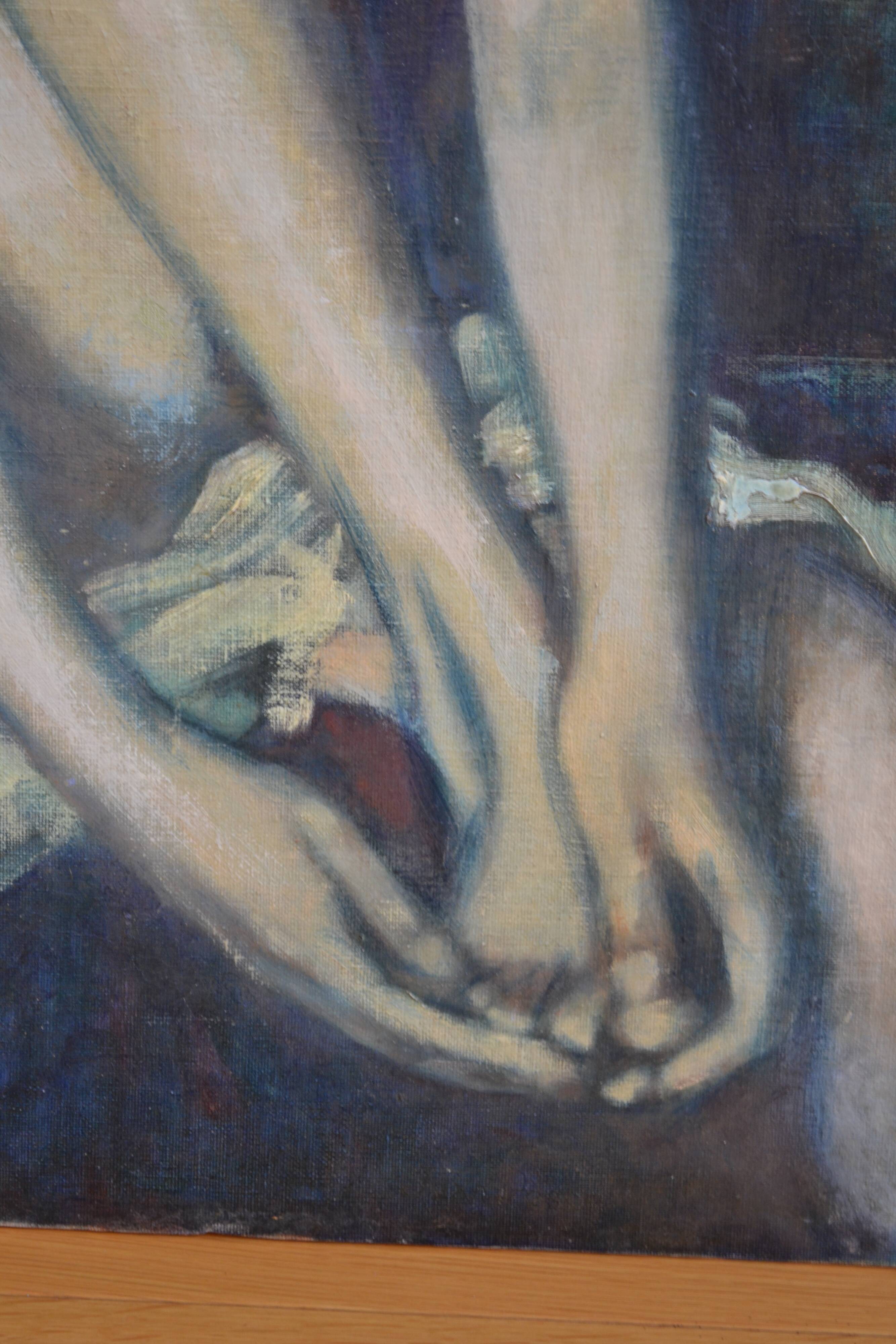 Jean Pesce (1926) painting "nude with bent leg" HSP