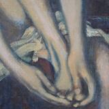 Jean Pesce ( 1926 ) peinture " nu à la jambe repliée " HSP