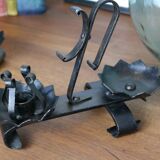 Old turned wrought iron candlesticks