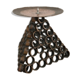Modernist sculptural style brutalist copper candleholder, Austria 1950