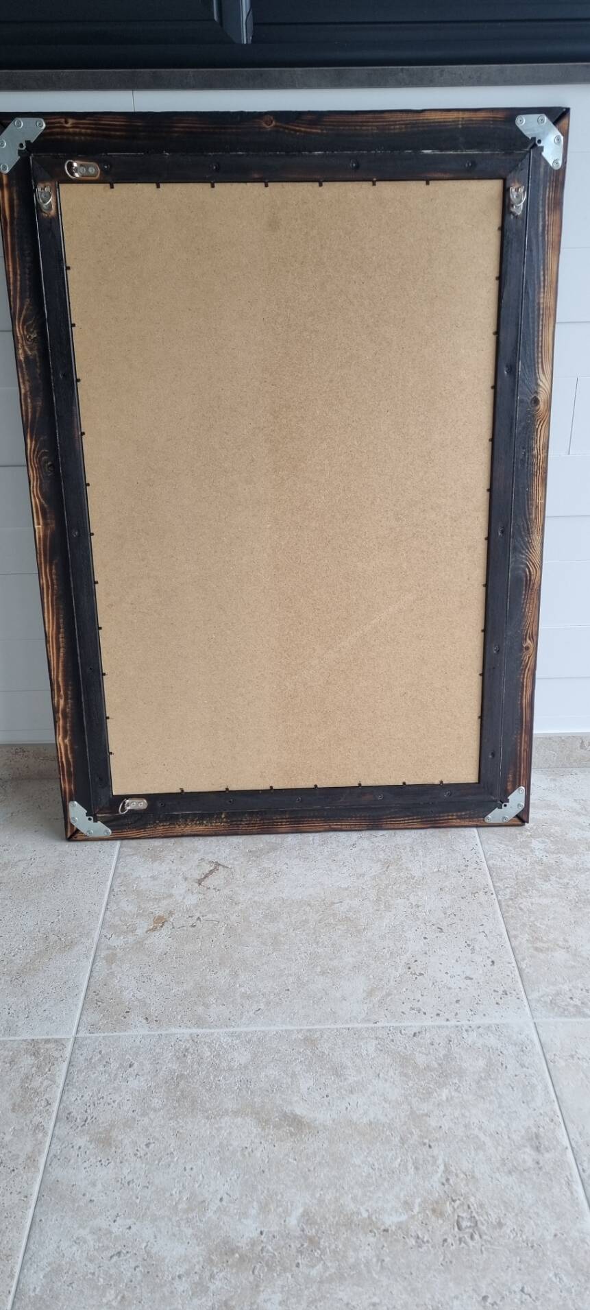 Artisanal Burnt Wood Mirror (108x78 cm) – Industrial / Japandi Style