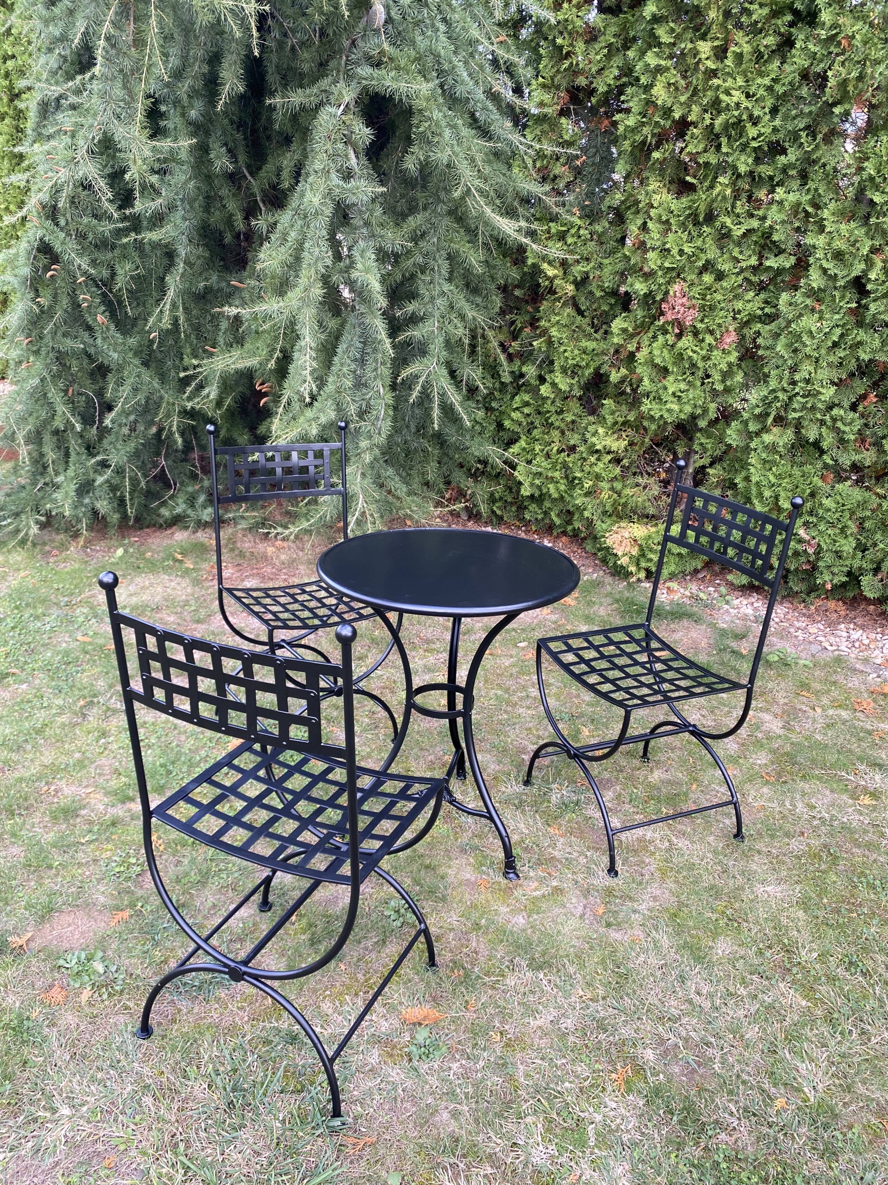 Garden furniture - 3 Milan chairs and 1 Arras pedestal table - Black