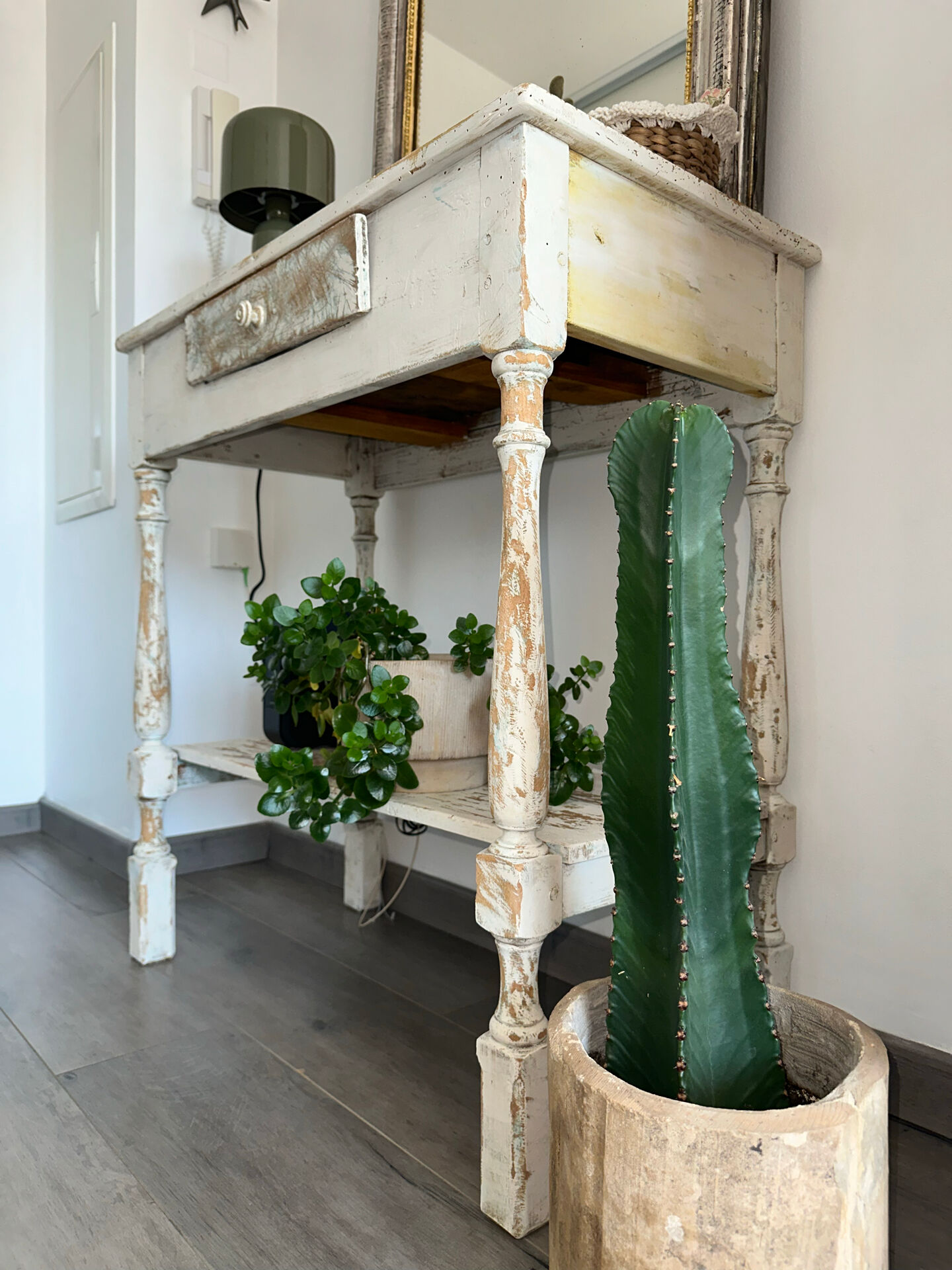 Patinated wooden work table