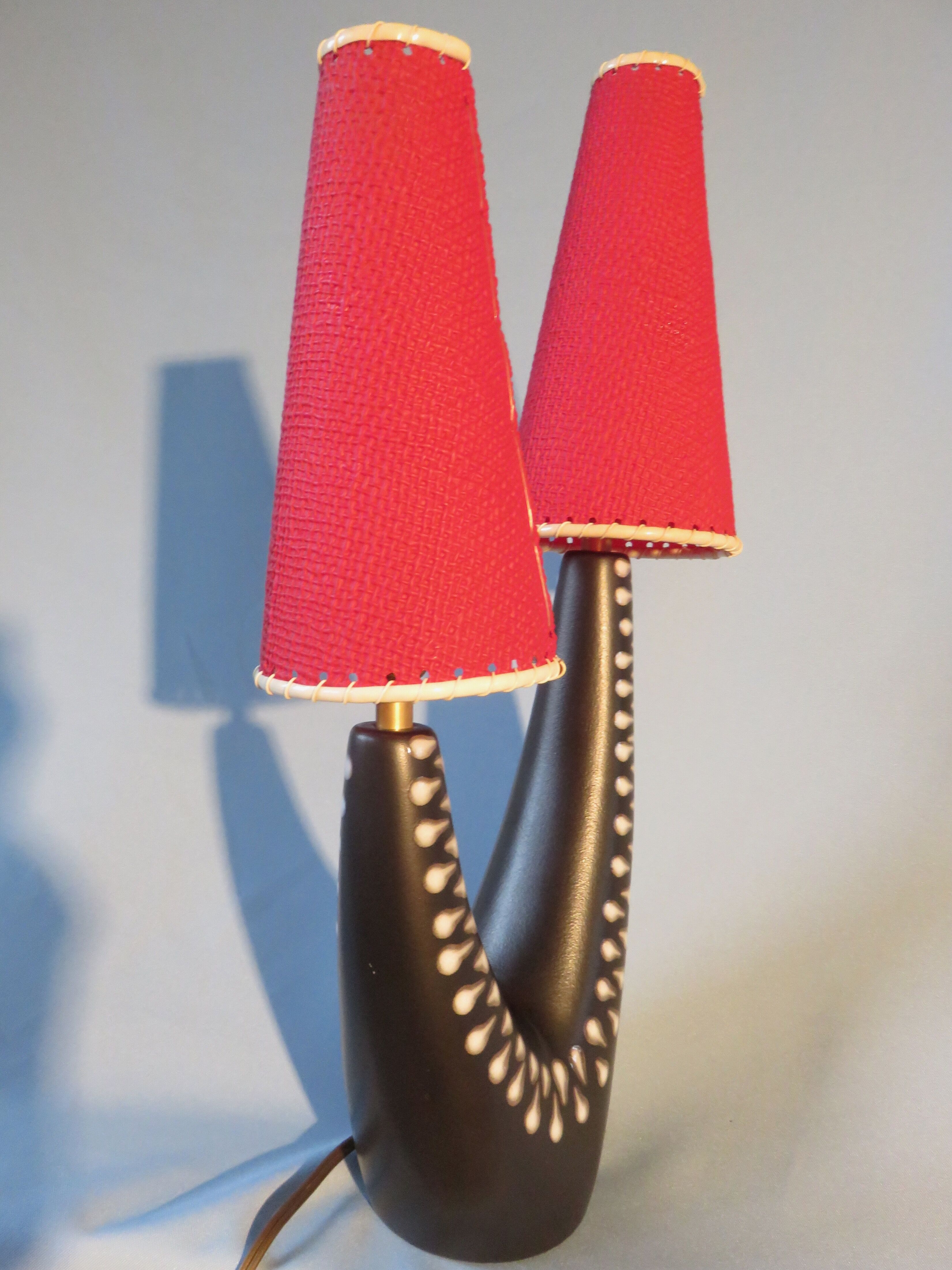 Sandstone bedside lamp with two asymmetrical arms. Soholm. Denmark 1955