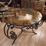 Table à thé en fer forgé et verre 1930-1940