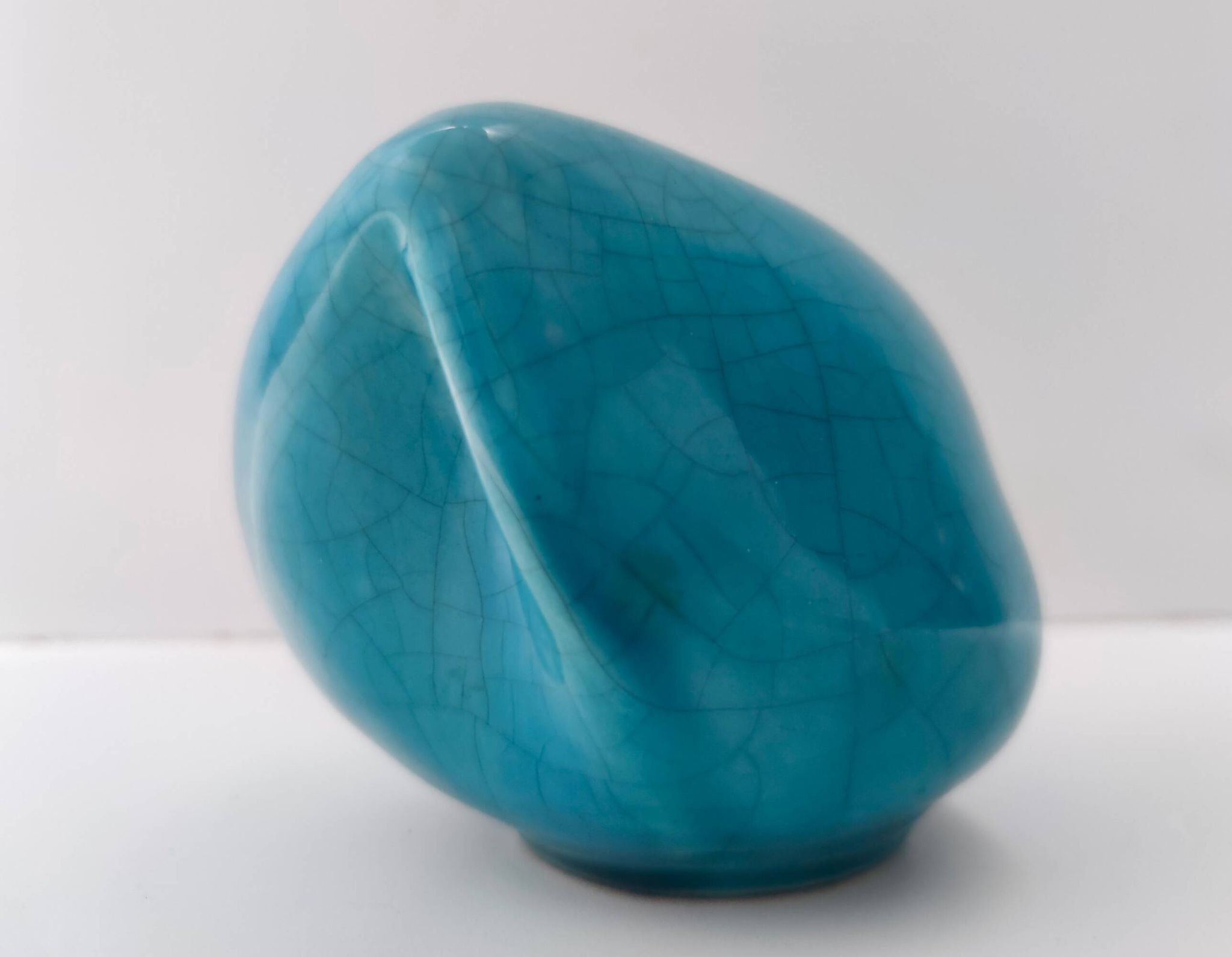Teal Lacquered Ceramic Tulip Vase / Pen Holder by Giacomo Onestini for Ernestine Salerno