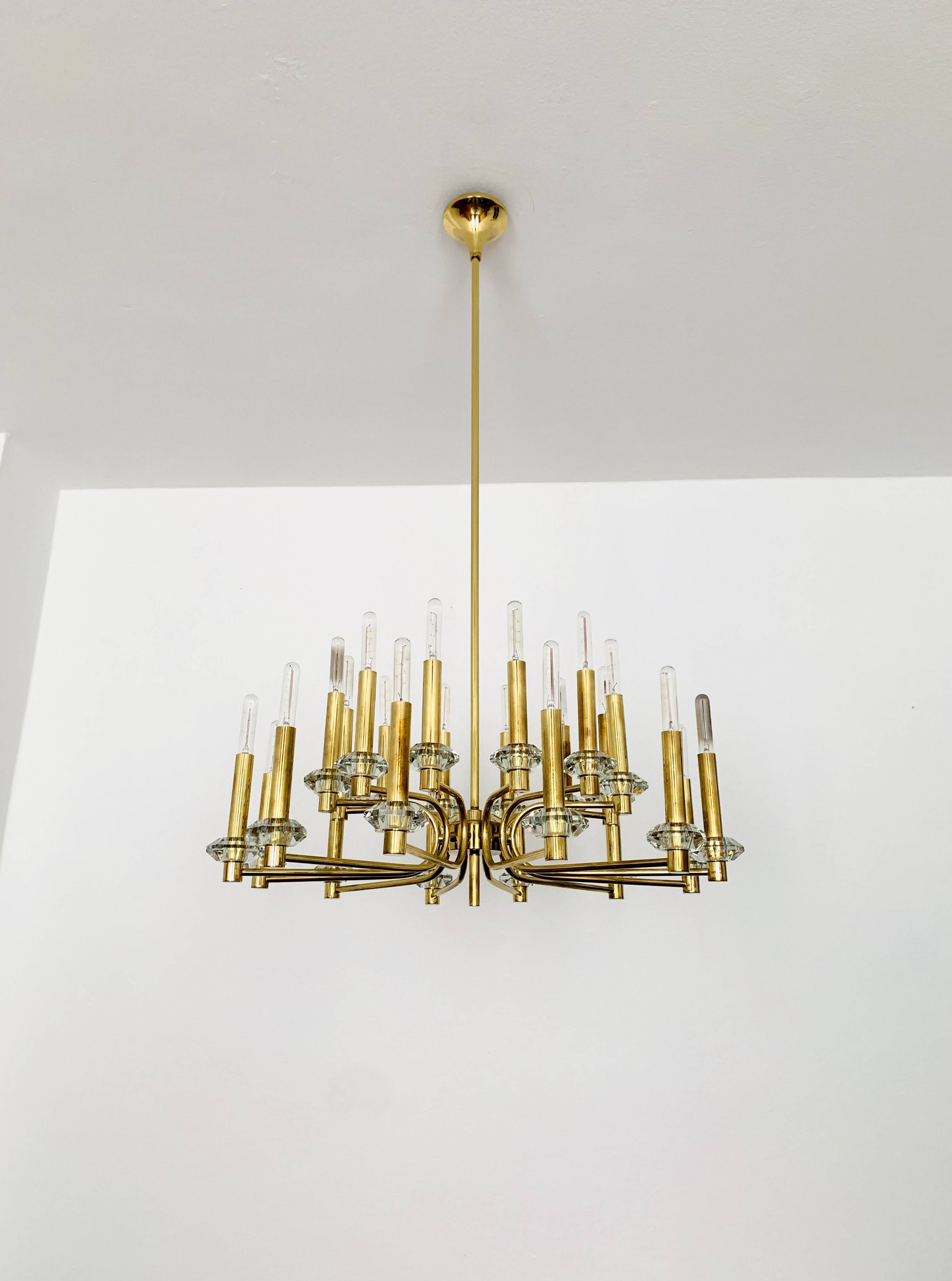 Brass Chandelier by Gaetano Sciolari