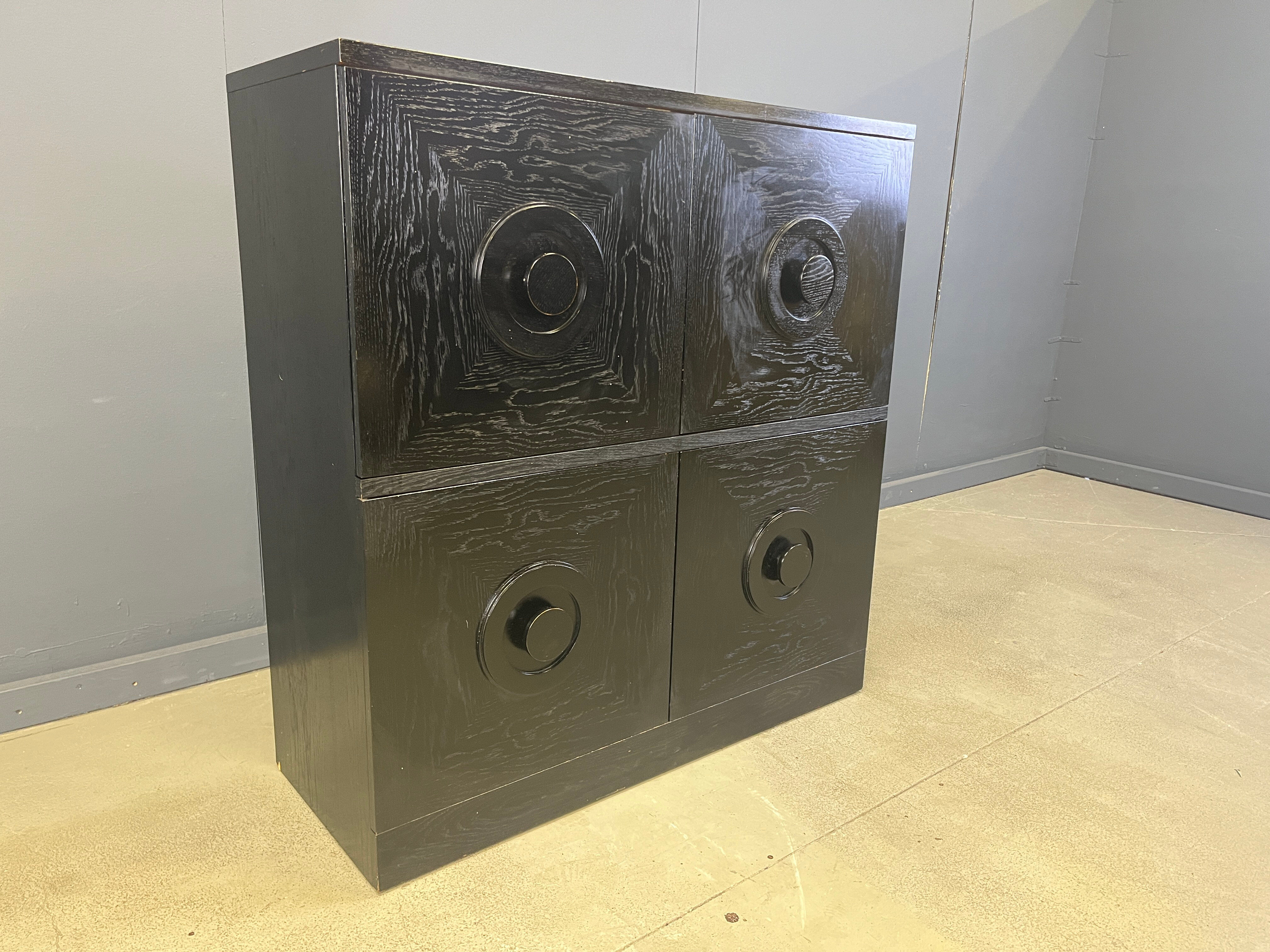 Black brutalist bar cabinet, 1970s