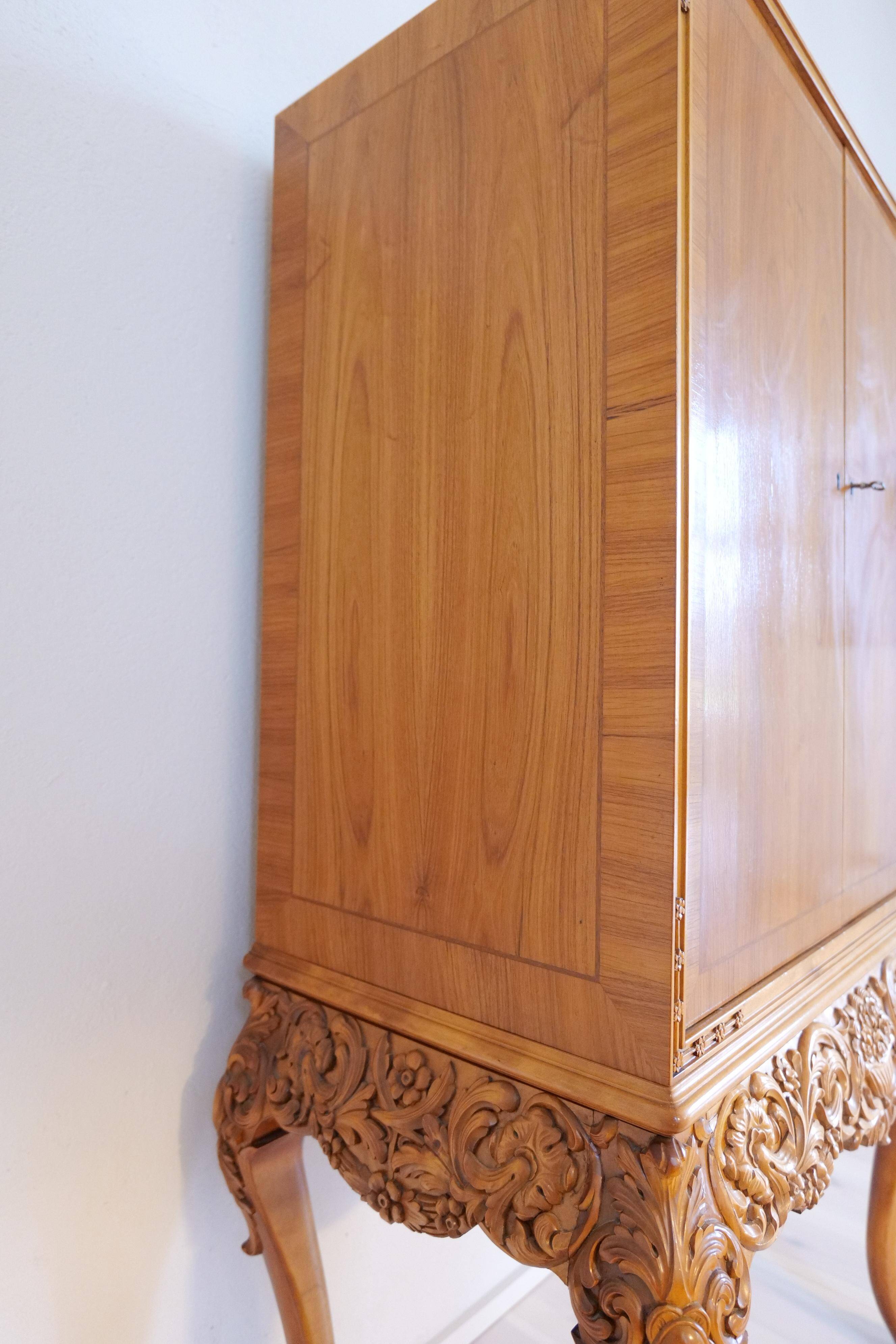 Mid-century modern artisan wardrobe in elm, Sweden, 1940s.