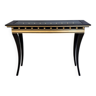 Rectangular Ebonized Beech Console by Roberto Ventura with Crystal Top, Italy