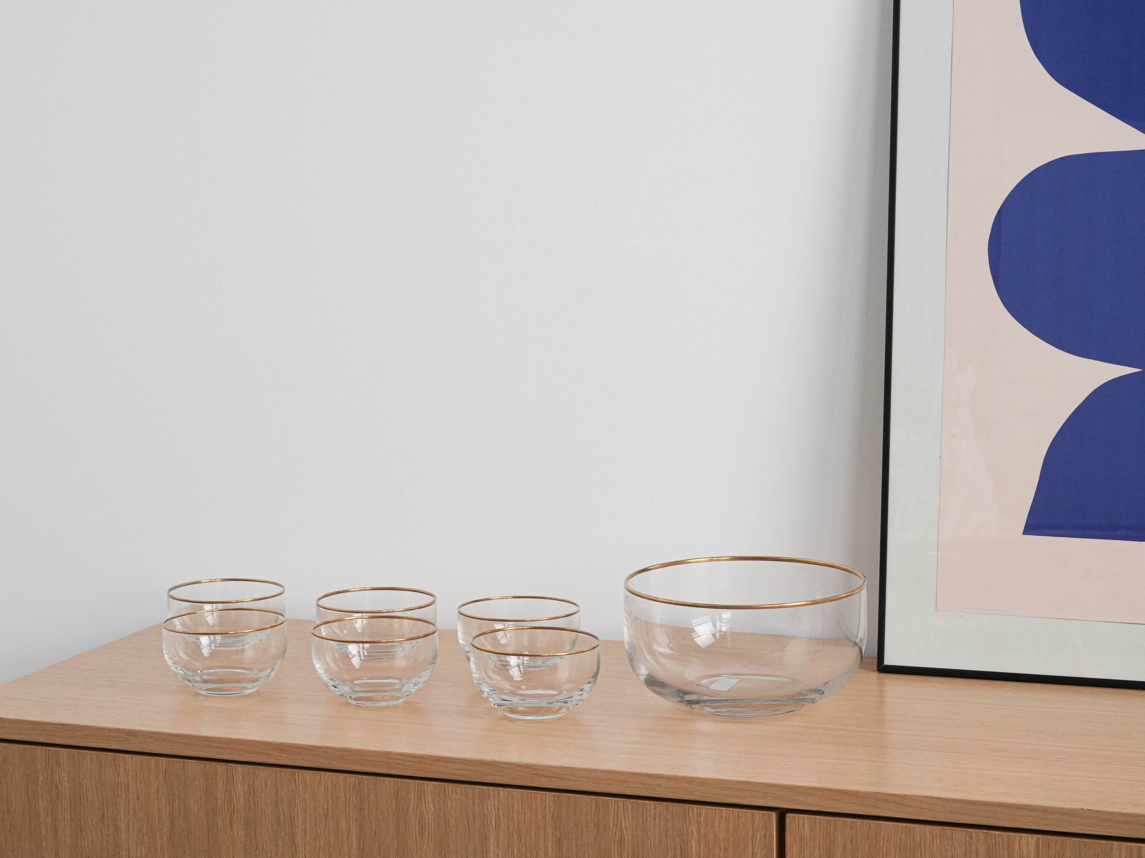 Glass serving set, Italian design, 1970s, made in Italy