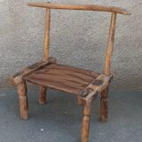 Tabouret ancien en bois. Art africain Baoulé de Côte d'Ivoire.