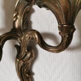 Pair of wall lights, classic style, LouisXV, gold metal, bronze or brass, candle holder effect