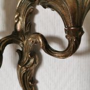 Pair of wall lights, classic style, LouisXV, gold metal, bronze or brass, candle holder effect
