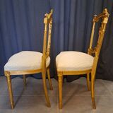 Pair of Napoleon III chairs in gilded wood