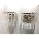 Transparent and hammered strips “listelli” murano glass wall sconce