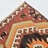 Tapis kilim vintage géométrique fait main – Explosion de motifs ethniques