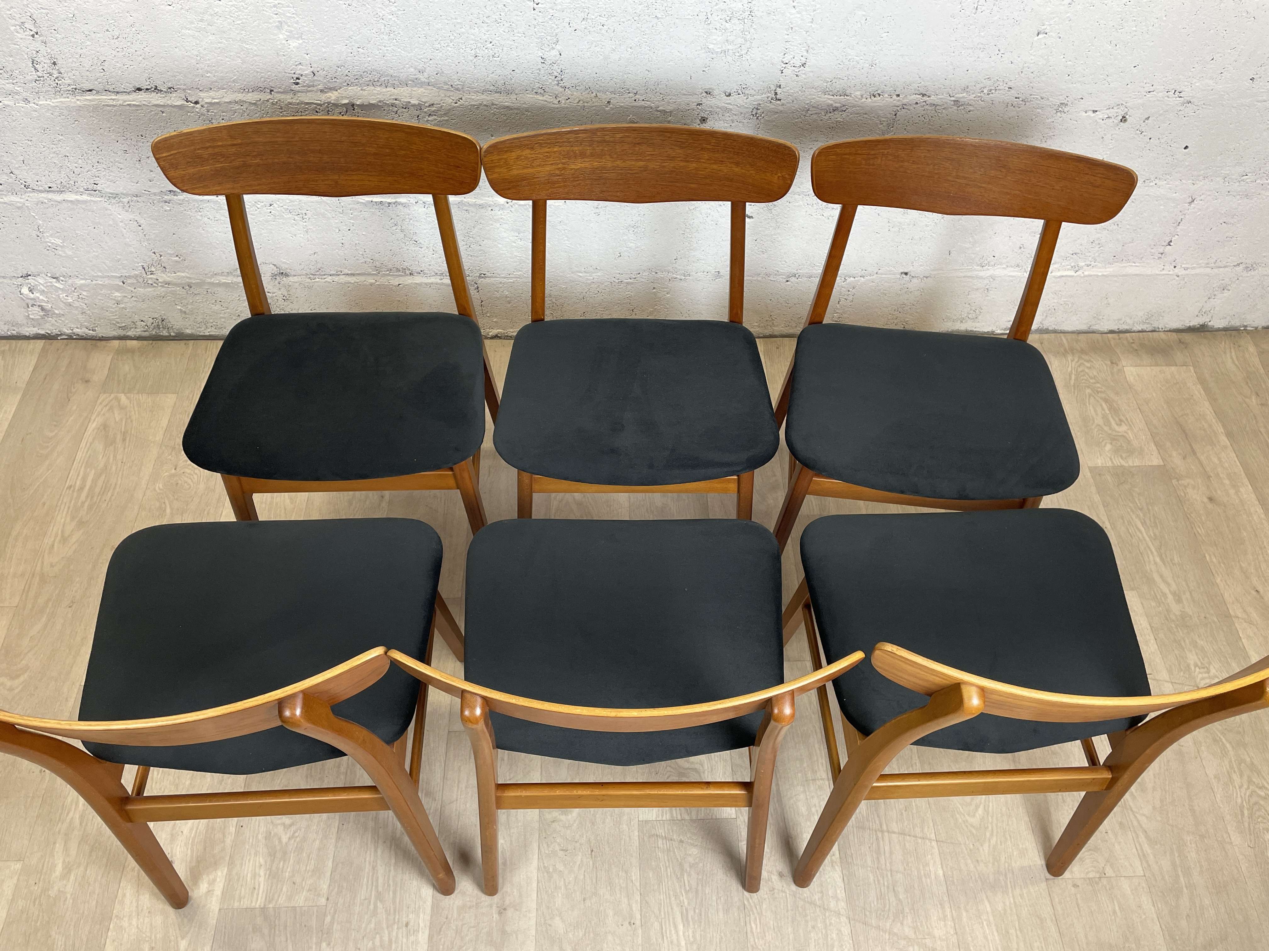 Set of 6 vintage Scandinavian teak dining chairs, 60s