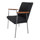 4 vintage design dining chairs in black leather mauser werke germany 1960s