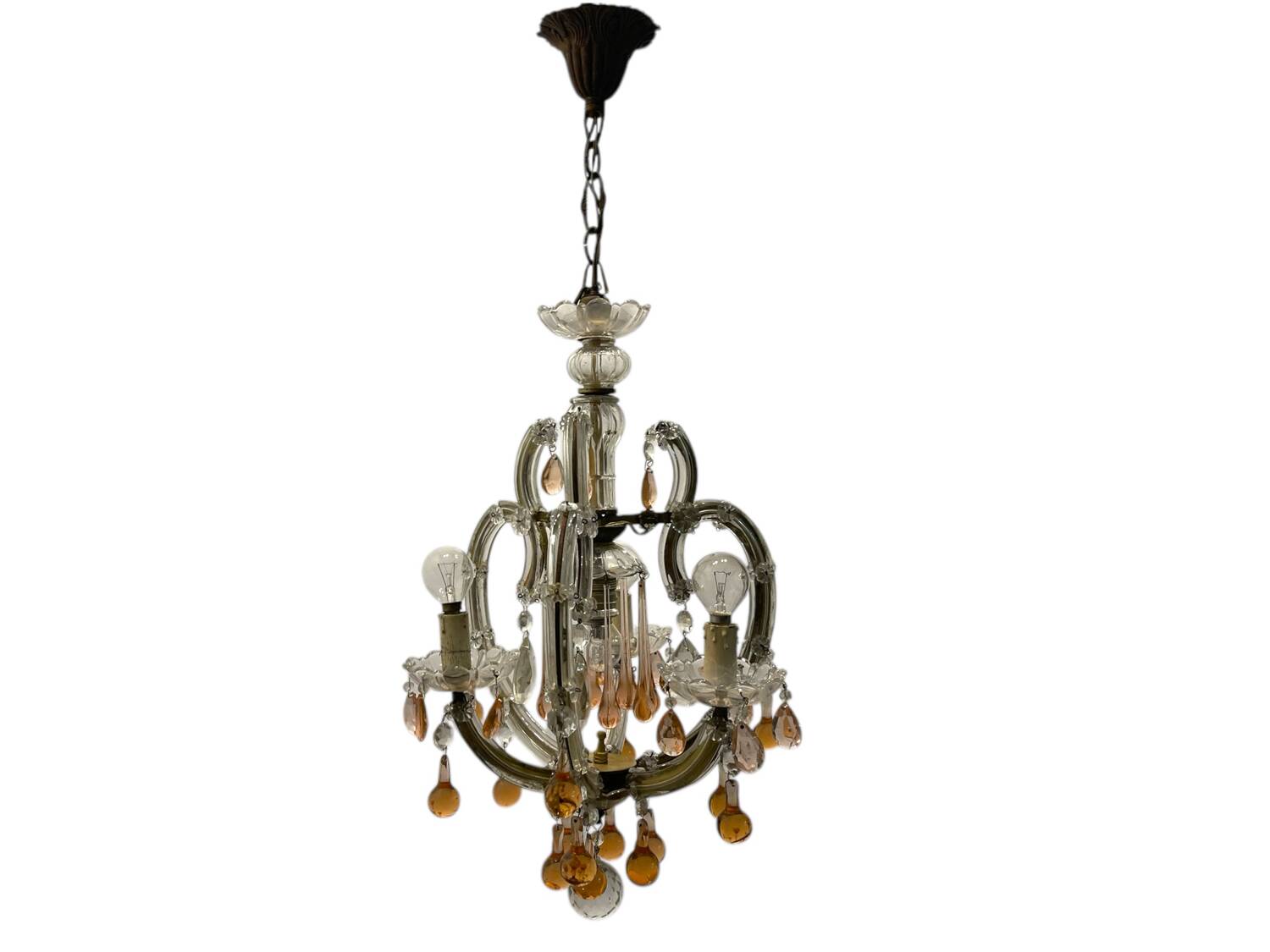 Pink Murano glass tear drop chandelier 1950’s