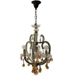 Lustre en forme de larme en verre de Murano rose des années 1950