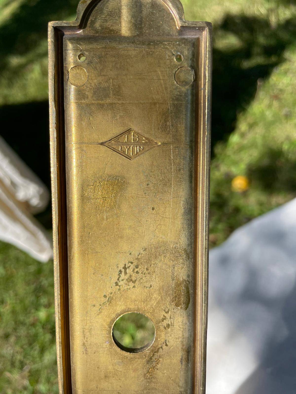 Vintage Lot of 3 Pairs of Heavy Brass Door Plates Lyon France