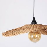 Rattan Pendant Light, 45x8cm Hat Light Fixture, Wicker Rattan Lamp