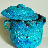 Covered ceramic pot fat-lava foam glaciers, enamels le cyclope, annecy