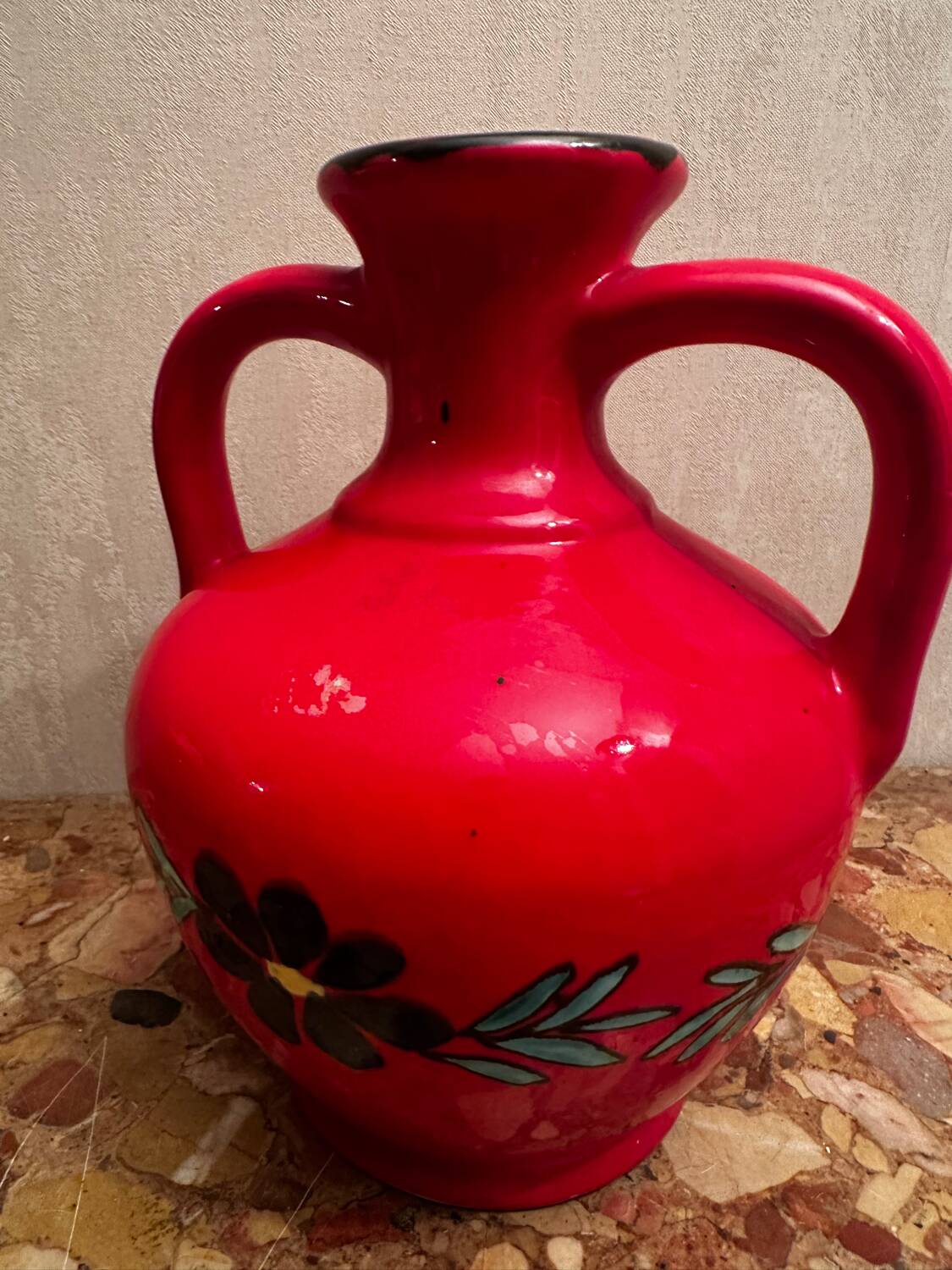 Vintage 1960s ceramic amphora vase H 27 cm