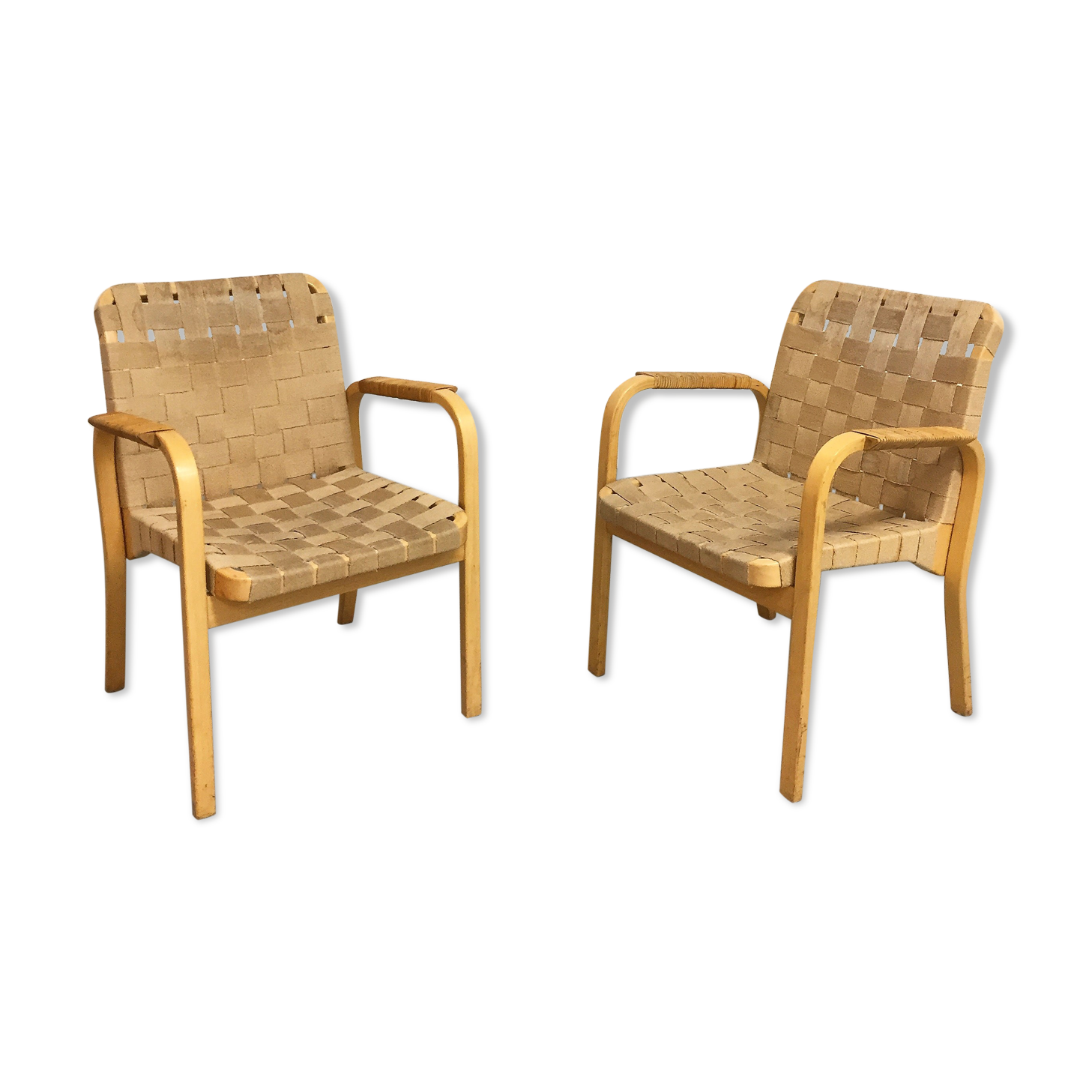 Pair of chairs model 45 by Alvar Aalto, circa 1950