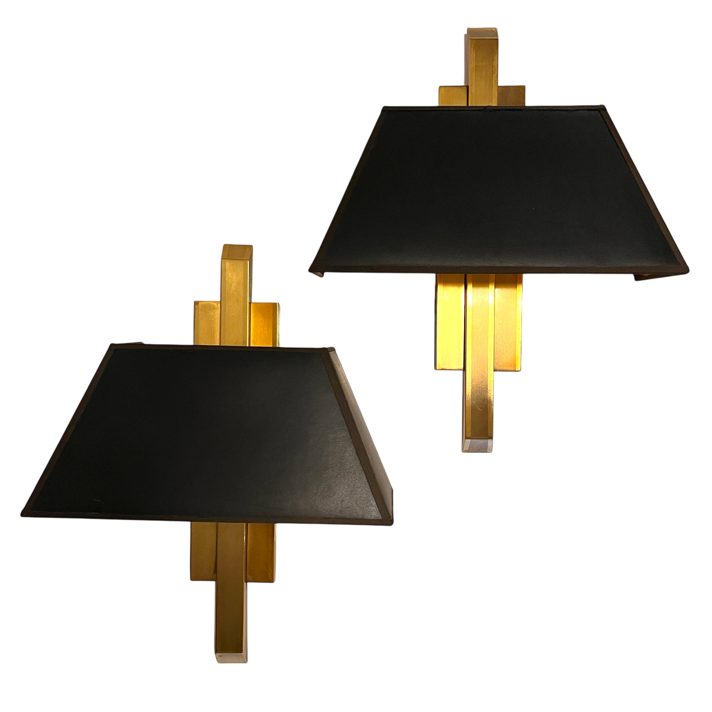Pair of gilded brass sconces, deknudt