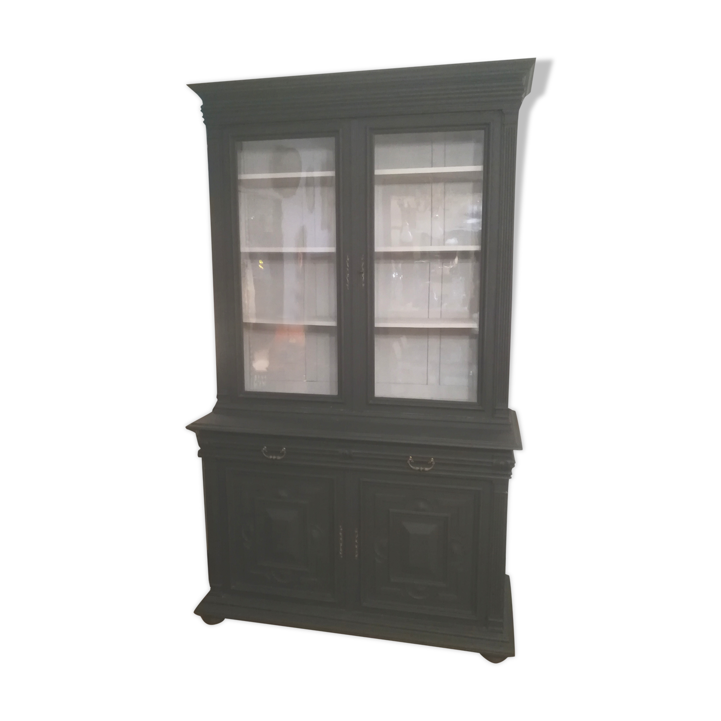 Black patinated oak library