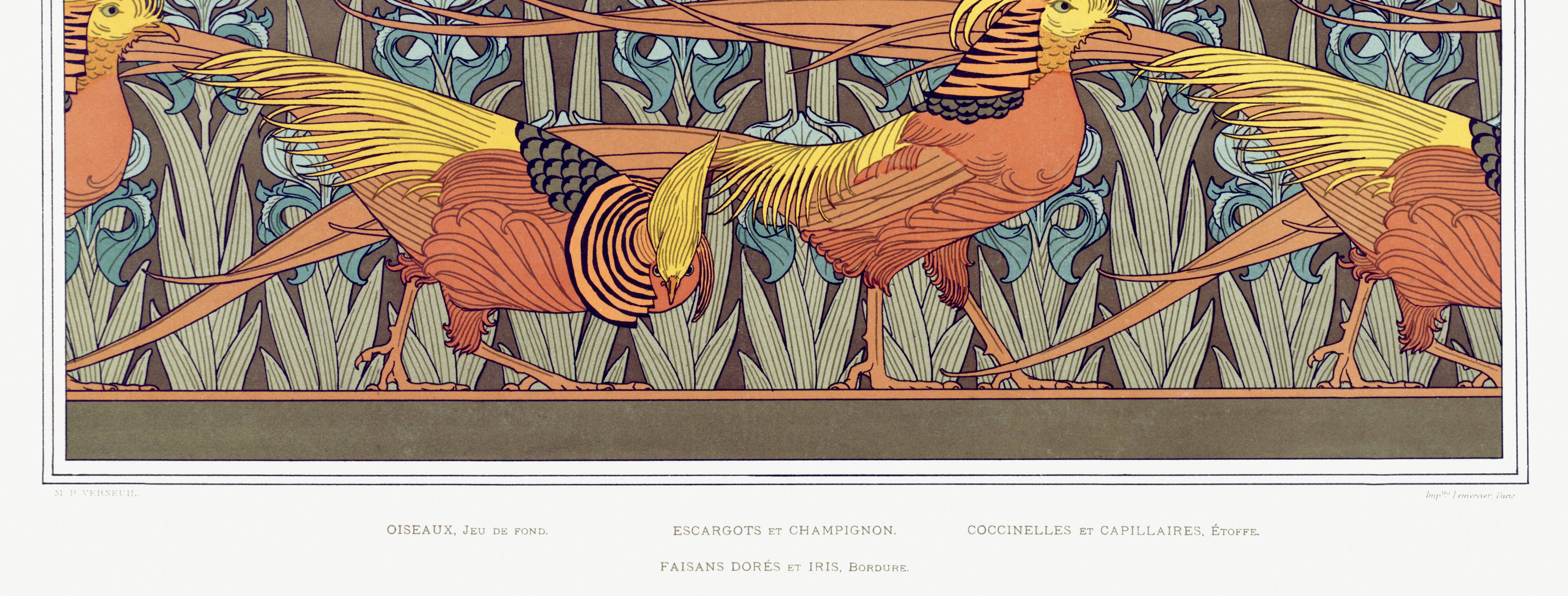Poster “snails and birds”, after an Art Nouveau lithograph