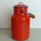 Set milk pot, kettle, coffee maker and red enamelled strainer