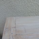 Console with a weathered grey cotton base, top in bleached walnut.