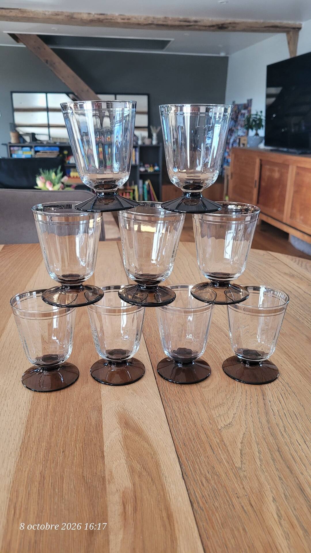 9 verres à eau vintage